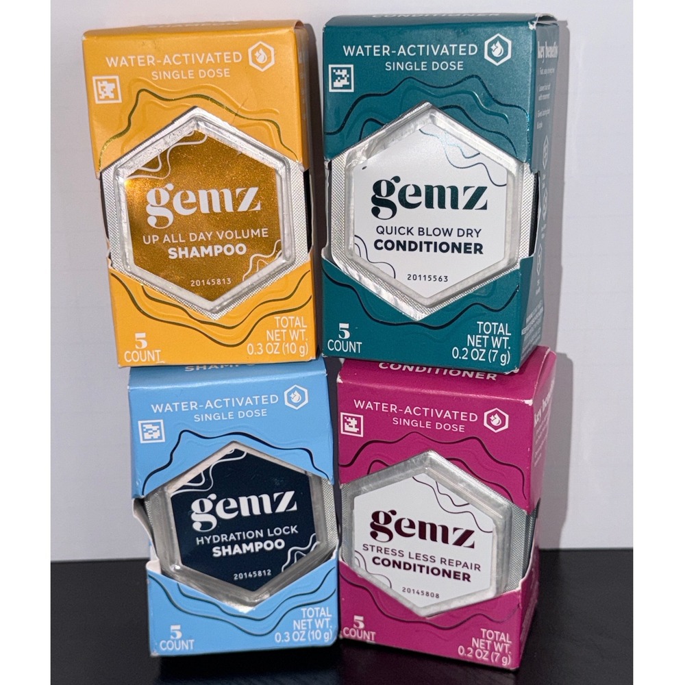 Gemz Water Activated Single Dose Shampoo Conditioner Set 4 Boxes 20 Count Total